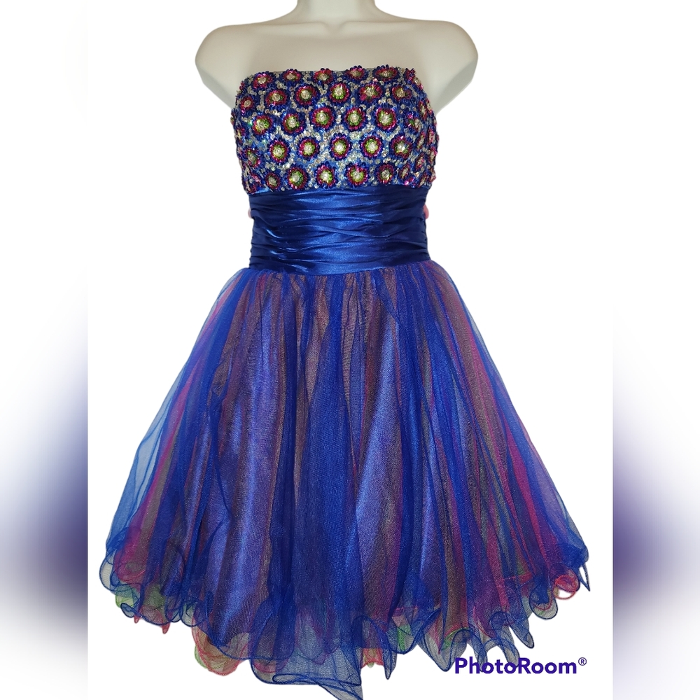 Hannah S Royal Blue Short Tulle Dress Size 4
